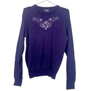 Southern Lady Purple Embroidered Sweater - Size Small - NWT
